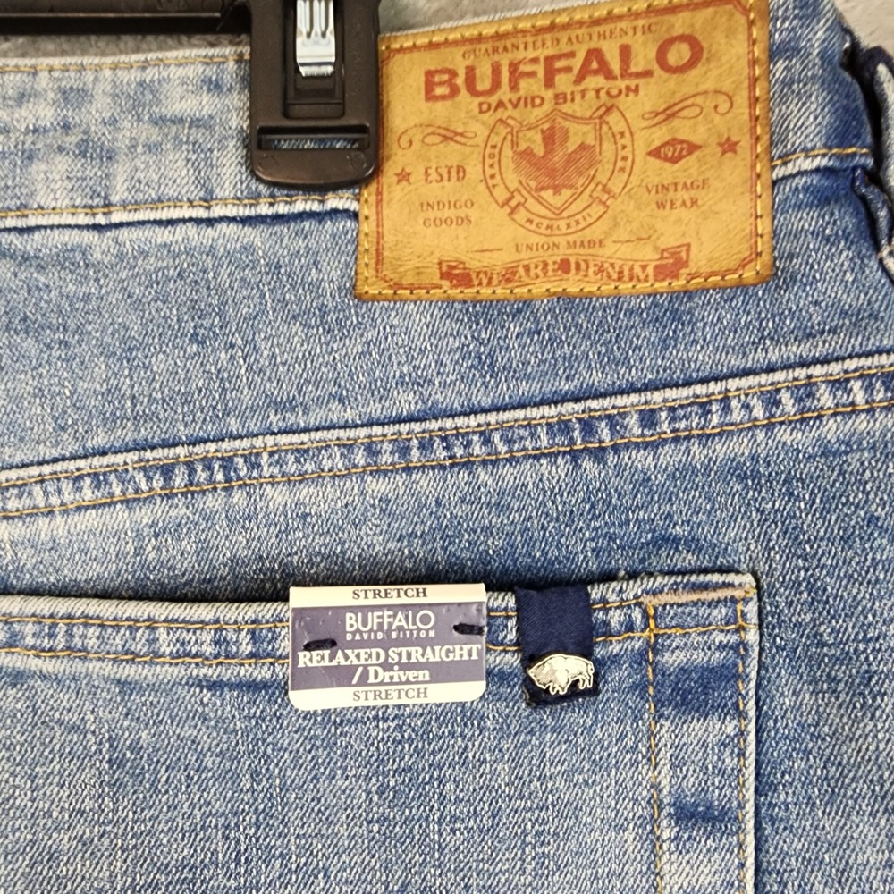 Buffalo David Bitton Driven Jeans Mens 40x30 Blue Relaxed Straight Leg Casual - Picture 9 of 15
